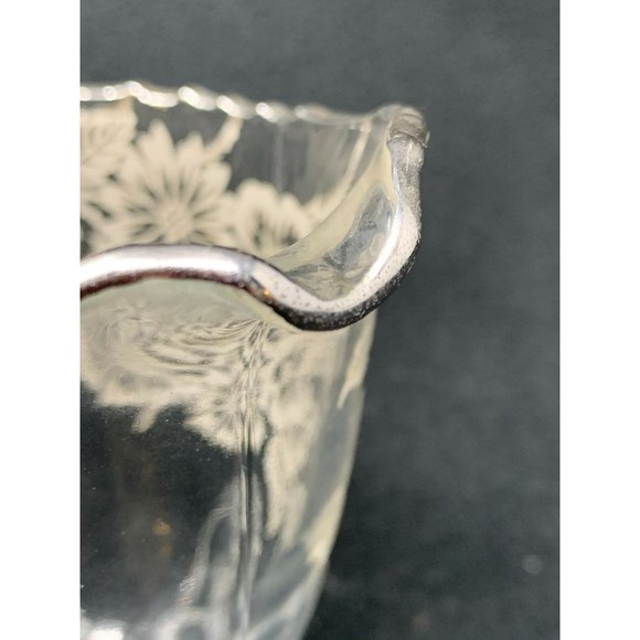 VIKING GLASS #42  Four Toed Open Sugar & Creamer SILVER CITY Springtime Overlay - Picture 8 of 10